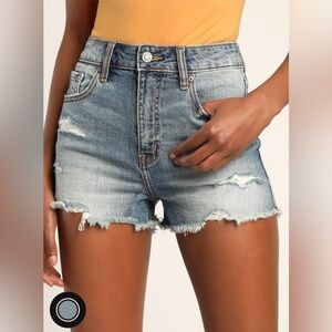 High waisted distressed jeans shorts size Large